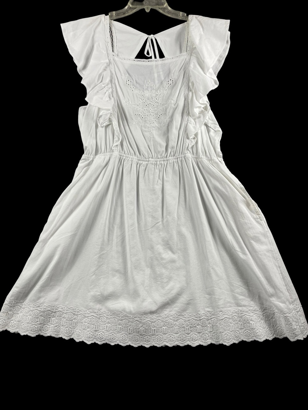 Old Navy White Embroidered Eyelet Ruffle Feminine Romantic Party Mini Dress NWT